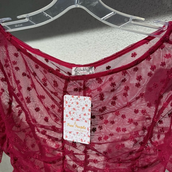 FREE‎ PEOPLE Red Sheer Top NWT - Picture 5 of 6
